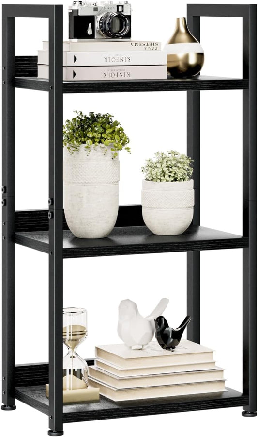 NUMENN Narrow Bookshelf, 3 Tier Bookshelves, Home Office Bookcase Shelf Storage Organizer, Free Standing Storage Shelving Unit for Bedroom, Living Room and Home Office, Black
