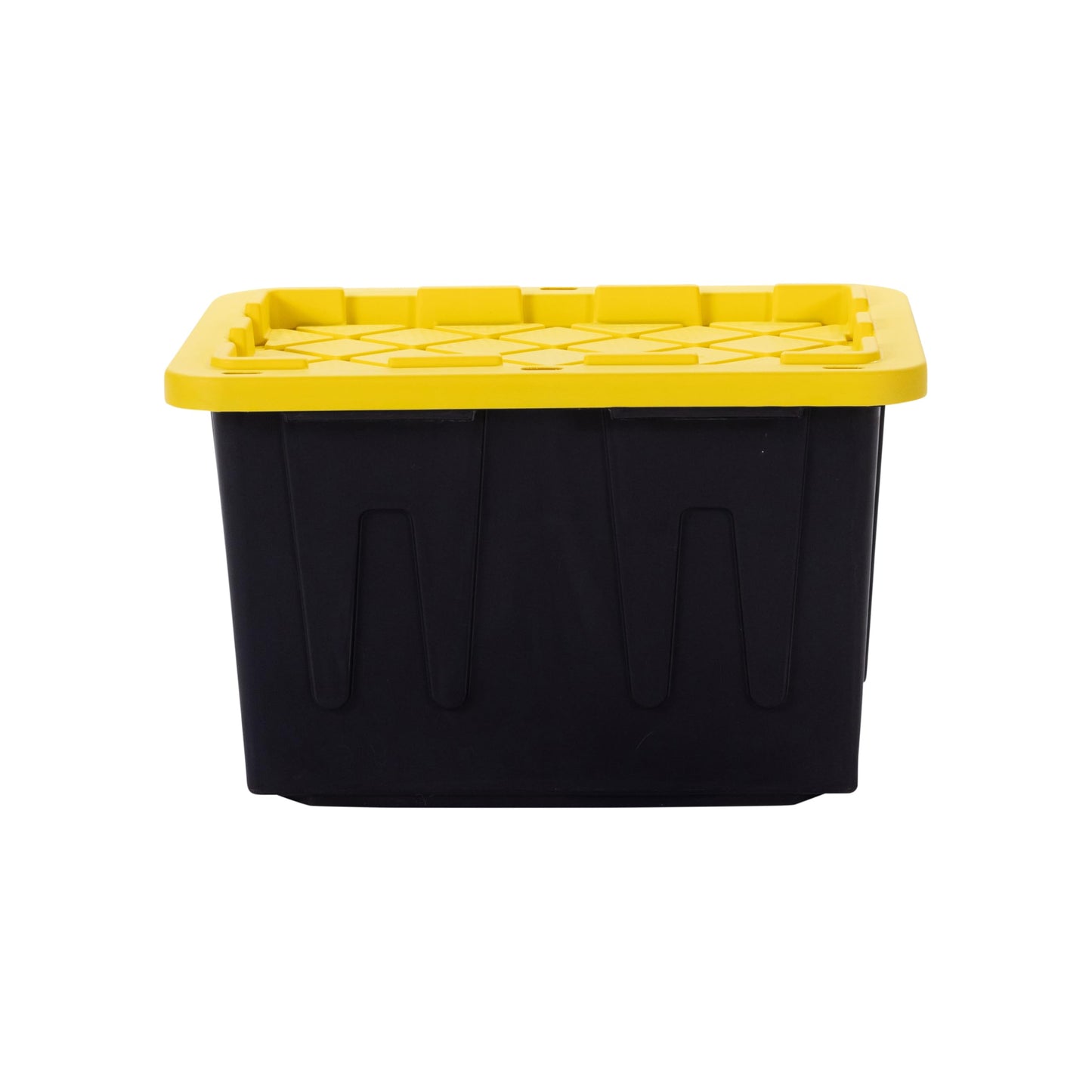 Plastic 23-Gallon Storage Tote with Lockable Lid, Stackable Tough Regular-Duty Bin for Garage