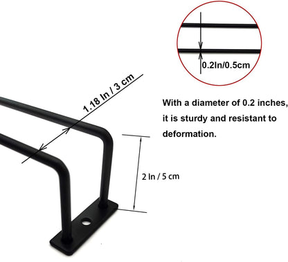 7 Inch Black Wine Glass Rack, Under Cabinet Wine Glass Holder, Wine Glass Hangers Under Shelf, Stemware Rack, Hanging Stemware Holder for Cabinet Kitchen Bar, Set of 4