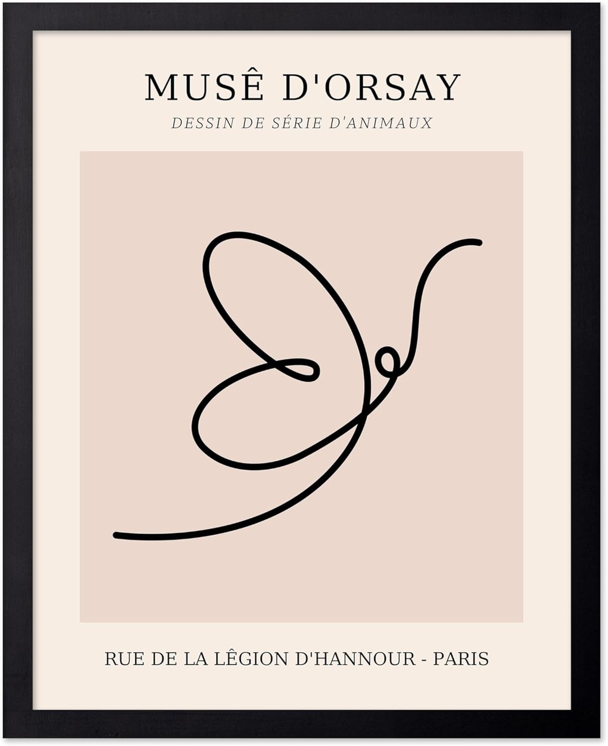 Poster Master Vintage Poster - Retro One Line Butterfly Drawing Print - Butterfly Line Art - Minimal Gift for Him, Her, Animal Lover - Abstract Decor for Home, Office - 8x10 UNFRAMED Wall Art