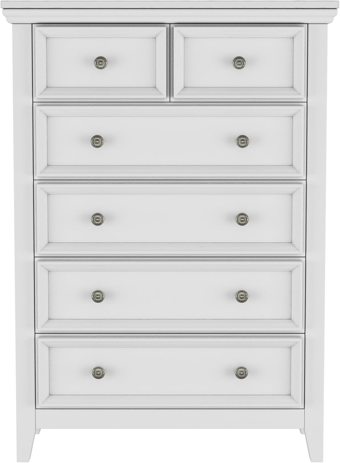 BLANKSPACE White Farmhouse Dresser, 6 Chest Drawer Dresser for Bedroom, Large Capacity Nightstand, Modern Tall Wood Cabinet for Bedroom, Living Room, Closets, Hallway