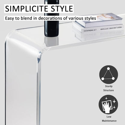 Acrylic Console Table, 37.5” L Thick Modern Entryway Table for Hallway, Living Room, Clear Acrylic Desk, 37.5” W x 29.25” H x 15.25” D, 220LBS Weight Capacity.