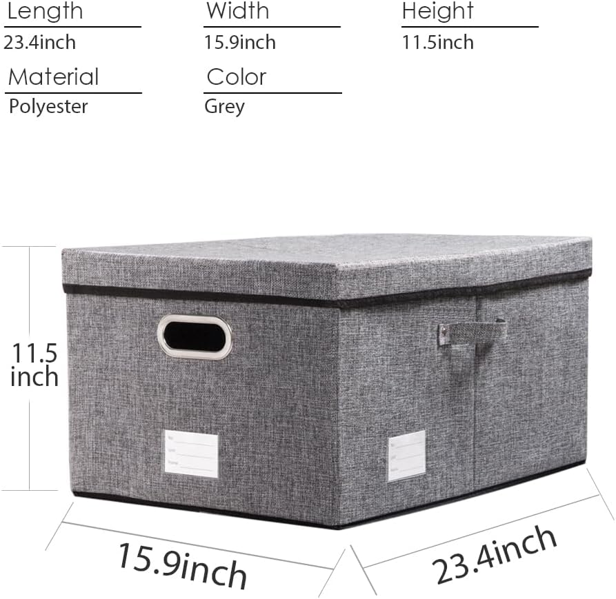 PRANDOM Storage Bins with Lids [3-Pack] Linen Fabric Foldable Storage Boxes Organizer Containers Baskets Cube with Cover (23.4X15.9X11.5) For 6+ Year Old Boys and Girls