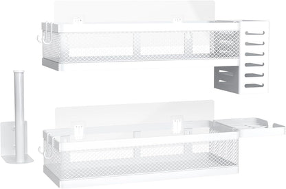 PUSDON Metal Wall Hanging Basket 2 Packs DIY Suitable for Multiple Scenes - Middle White Netting Set