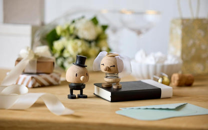 Hoptimist Bride Raw Oak, Wood, Home Decor Ornament - Scandinavian Design, Wood W/Metal Spring, Small - Creates Cheerful Movement