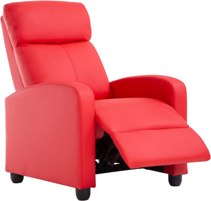 BestMassage | Recliner Chair | No Massage Function | Pu Red | with Lumbar Support, Adjustable Push Back, Wide Armrests, Footrest & Padded Seat | Easy Assembly | for Living Room, Home Theatre