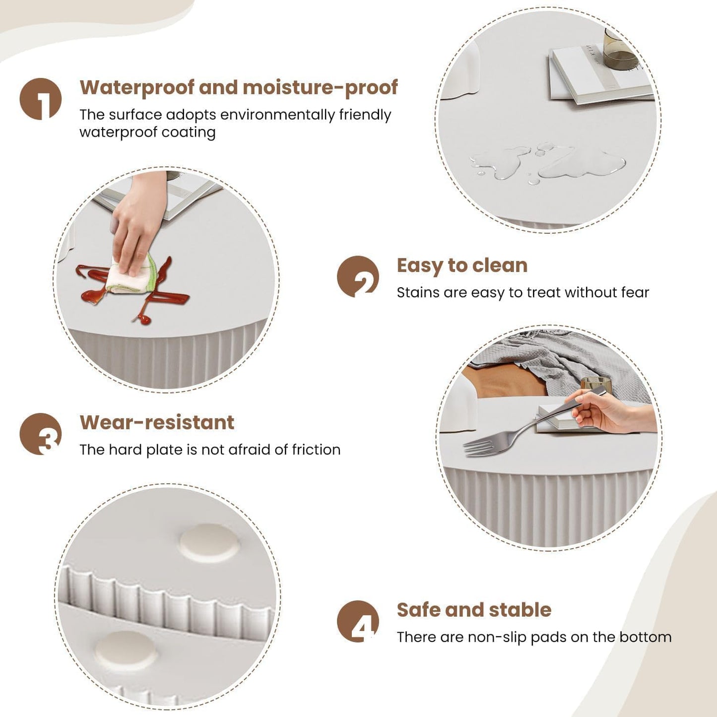 WXFKLDJ Round Nesting Coffee Table Set Cylindrical Wooden Coffee Table Sofa Center Table Circle Embossed Design Side Table for Living Room Apartment No Assembly (Round White Small)