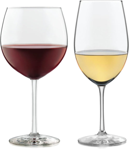 Libbey Vineyard Reserve Wine Glass Set of 8, Clear Wine Glasses for Red and White Wine, Great for
