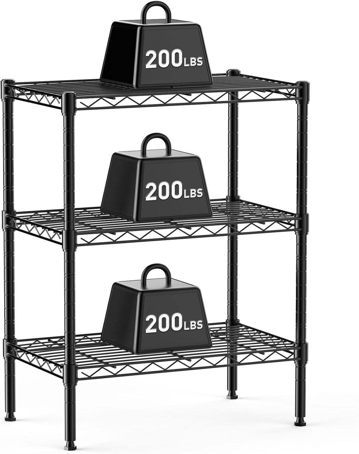 HealSmart 3-Tier Metal Wire Storage Shelves, Adjustable Standing Storage Rack Shelf, Heavy Duty