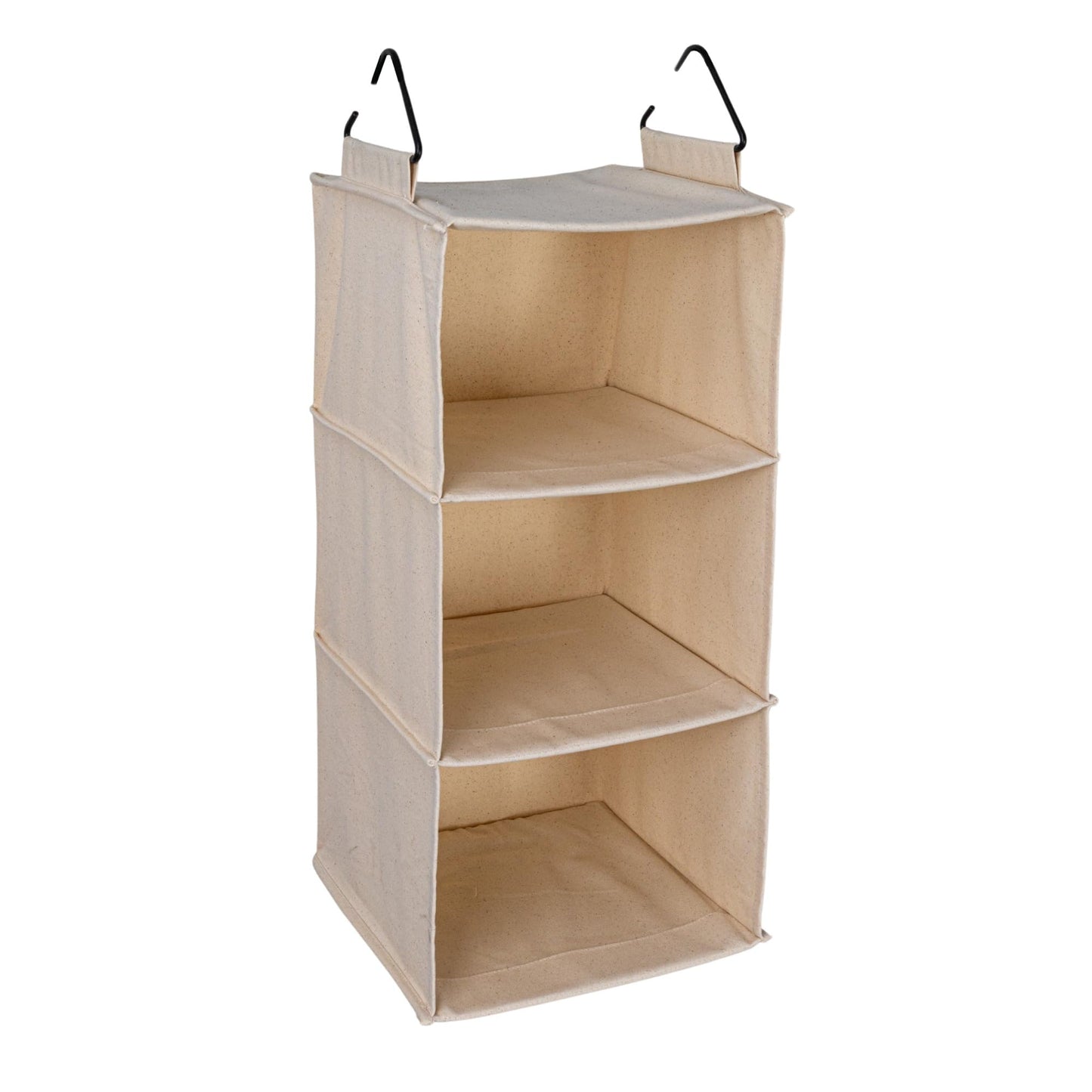 Household Essentials Cedarline 3-Shelf Hanging Closet Organizer, Heavy-Duty Cotton Canvas, Natural
