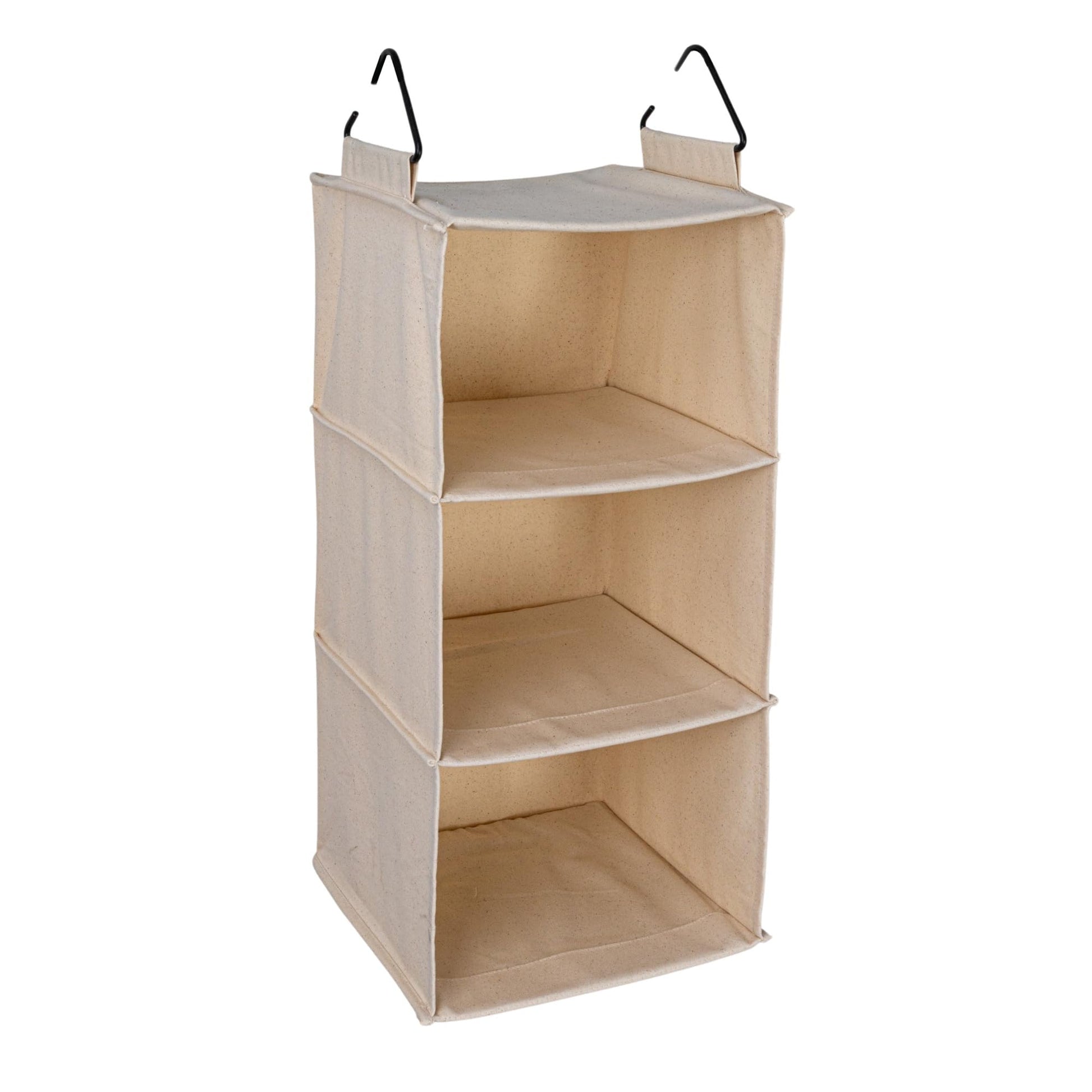 Household Essentials Cedarline 3-Shelf Hanging Closet Organizer, Heavy-Duty Cotton Canvas, Natural