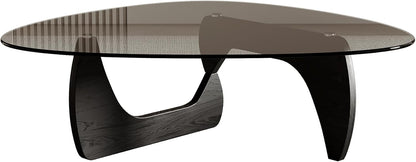 Honyee Morden Coffee Table, 42.5" x 28.5" x 16.1" Triangle Tempered Glass Top for Living Room, Color: Black