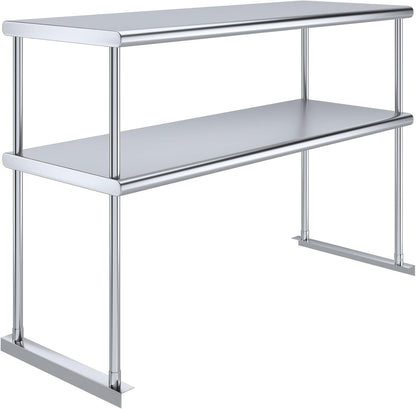 AmGood Stainless Steel Double-Tier Shelf | Work Table Overshelf | NSF Certified | Fits Over Tables | Many (48 in. Long x 18 in. Deep)