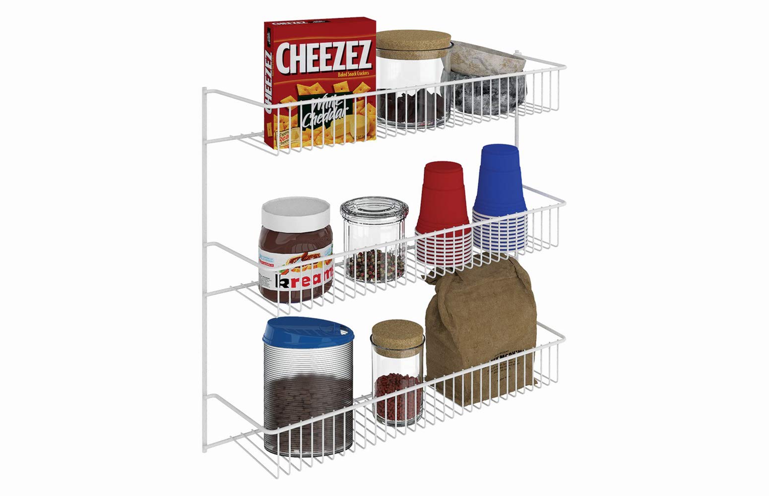 ClosetMaid 3-Tier Hanging Wall Mounted Metal Rack for Spices, Shelf Storage, Pantry Organization