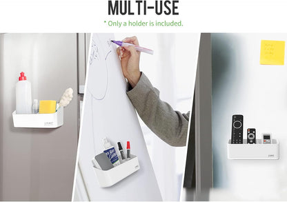 loukin Magnetic Marker Holder Set, Dry Erase Accessory Tray Set, Remote Control Holder, Magnetic Storage Organizer for Whiteboard, Glass or Refrigerators (White)