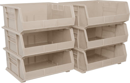 Akro-Mils 30235 AkroBins Plastic Storage Bins, 11"x11"x5", Stone, 6-Pack