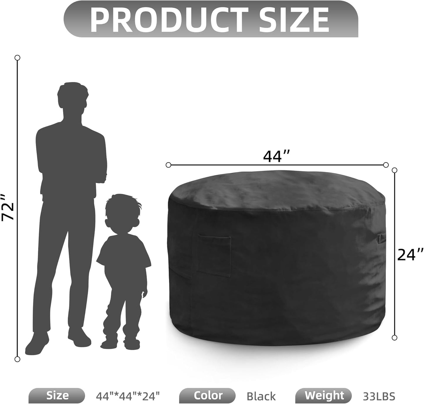 Hobestluk 4FT Bean Bag Chair Giant Bean Bag Chairs for Adults Large Bean Chairs with Removable Cover, Beanbag Chair with Filler, Adult Bean Bag Chairs for Living Room, Bedroom