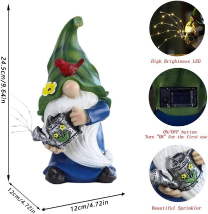 Garden Gnomes Outdoor with LED Solar Light - 11’’Spring Gnomes Decorations for Home/Yard/Patio with Lantern - Solar Garden Statues (Teapot gnome)