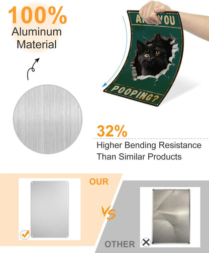 ALKB Are You Pooping Signs Funny Black Cat Sign for Bathroom Wall Decor, Vintage Cat Gift 8 x 12 Inch