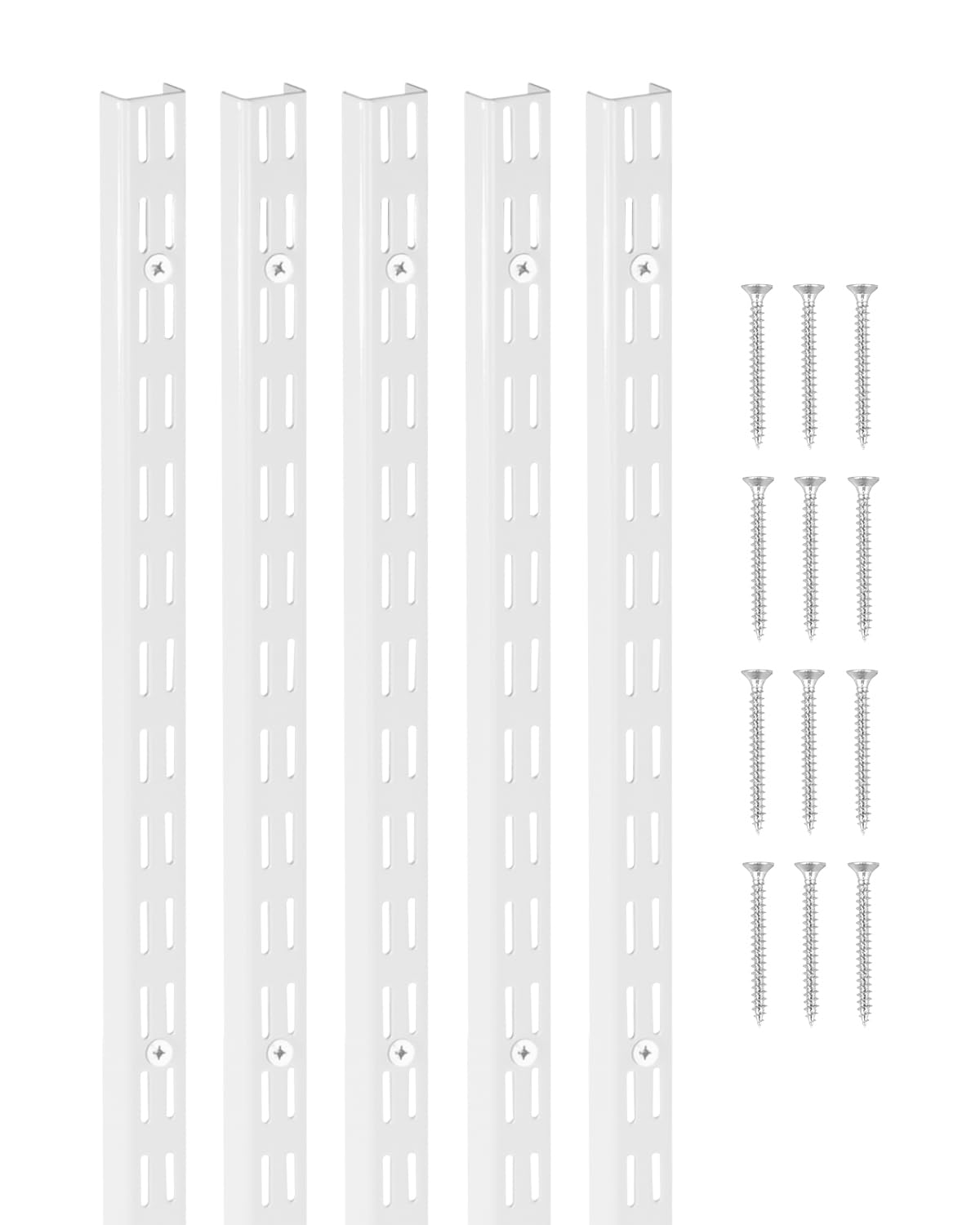 VEVOR Shelf Pilaster, 60-inch 5 Pack, Dual Track Upright Wall Shelving System, Heavy Duty Support