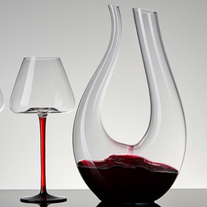 1PC Luxurious U-Shaped Crystal Glass Wine Decanter - High-End European Style, Harp Design, Red Wine, Large Capacity, Perfect for Home, Restaurant, and Household Use