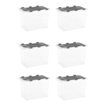 Superio 6-Pack Clear Storage Bins with Lids (15"x10"x10.25") - Stackable Plastic Containers
