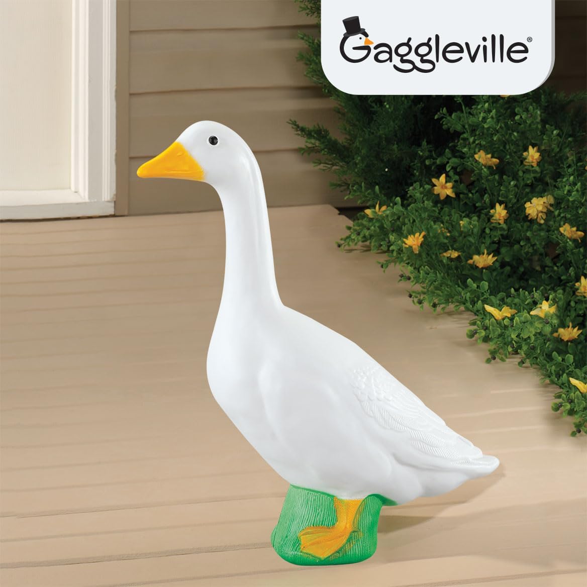 Fox Valley Traders Gaggleville Porch Goose Baby Statue – Charming 17" Outdoor Decorative Figurine for Garden, Patio, or Entryway Accent