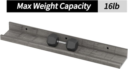 Giftgarden 24 Inch Grey Floating Shelves for Wall Mount, Gray Wood Wall Shelf Ledge for Bathroom Bedroom Living Room Kitchen Storage, Set of 3 Different Sizes