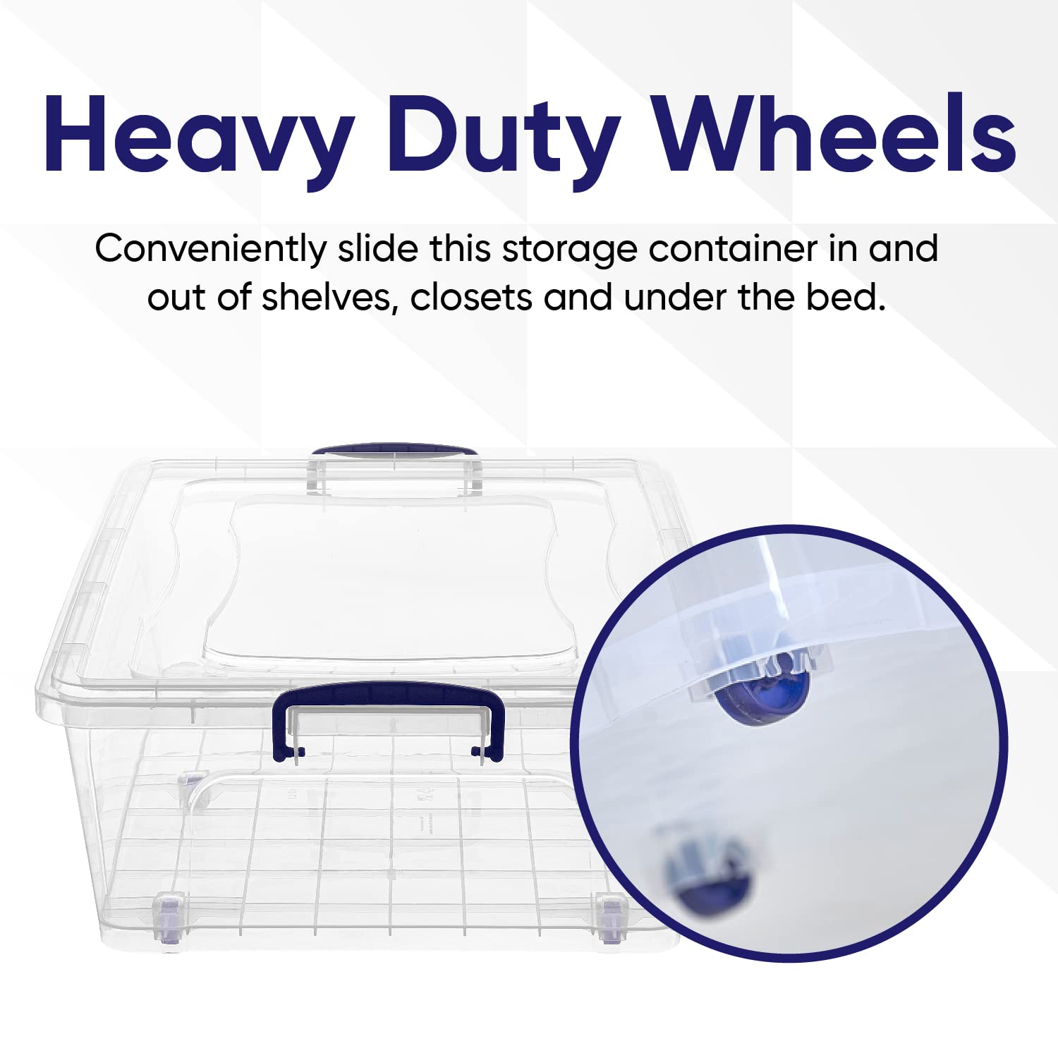 Superio Under Bed Storage Containers with Wheels (2 Pack), Flat Clear Storage Bin Stackable Large