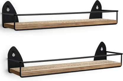 TJ.MOREE 2 Pack Spice Rack Wall Mount Rustic Style Hanging Spice Organizer for Wall, Kitchen Spice Storage