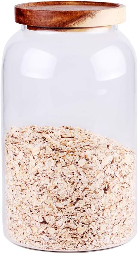 Large Glass Food Canisters, 93 FL OZ(2750ml) Kitchen Serving Stoarge Container with Airtight Wooden