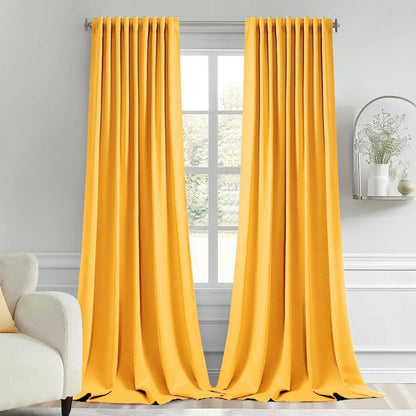 MIULEE Yellow Back Tab Blackout Curtains 102 Inch Long 2 Panels Set for Bedroom, Rod Pocket/Pinch Pleated Thermal Insulated Living Room Darkening Light Blocking Floor to Ceiling Drapes