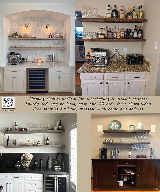 Joel's Antiques 48 Inch Wooden Floating Shelves for Wall - 48x12x2 in - Made of Natural Wood - Long Heavy Duty Rustic Wall Shelves for Bedroom - Perfect for Living Room, Kitchen - Medium Brown