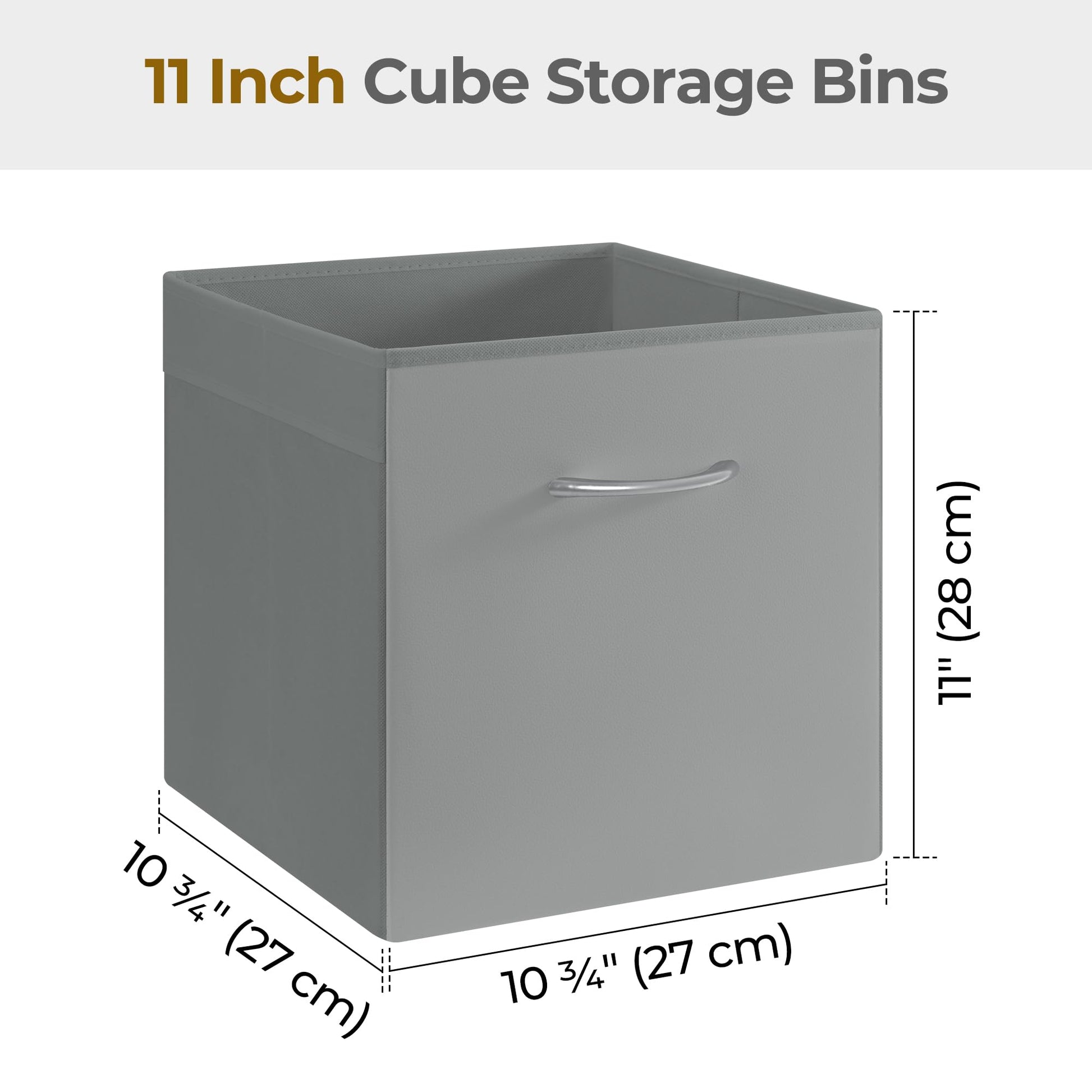 StorageWorks 11in Leather Storage Cubes, Collapsible Bins, Gray, 4-Pack