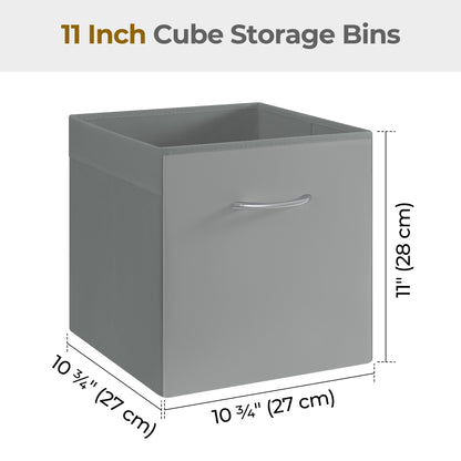 StorageWorks 11in Leather Storage Cubes, Collapsible Bins, Gray, 4-Pack