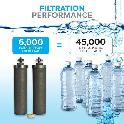 Authentic CB9 Clearbrook 9-Inch Gravity-Fed Water Filter Systems, Replacement For Berkey BB9-2 High-Performance Water Filtration, No Electricity Needed (Set of 2)