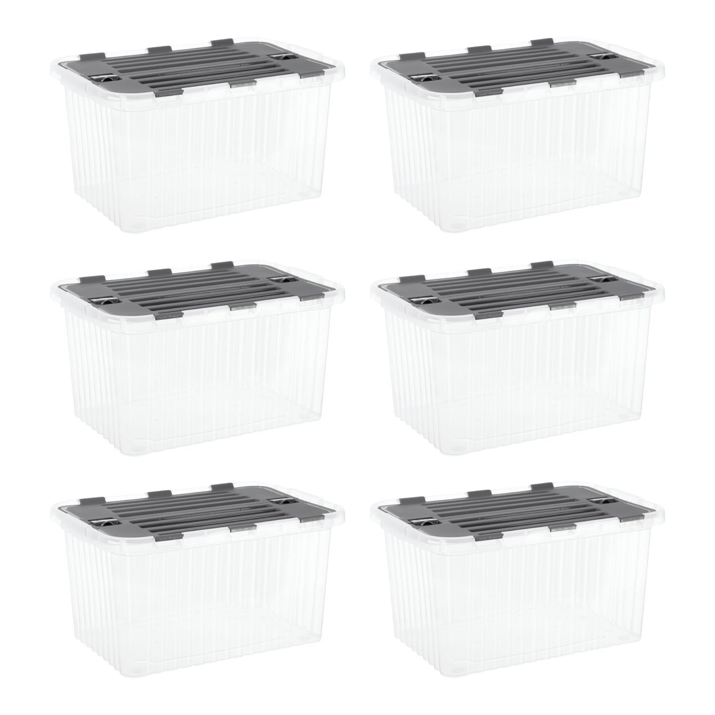 Superio Storage Bins with Lids- Clear Boxes for Organizing, Stackable Plastic Containers- BPA Free