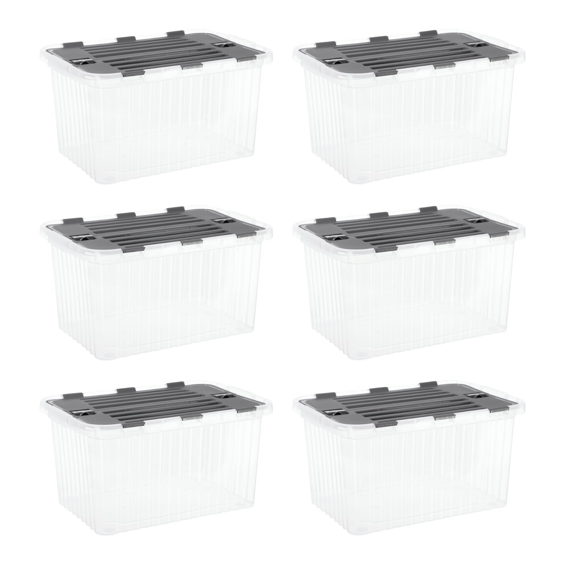 Superio Storage Bins with Lids- Clear Boxes for Organizing, Stackable Plastic Containers- BPA Free
