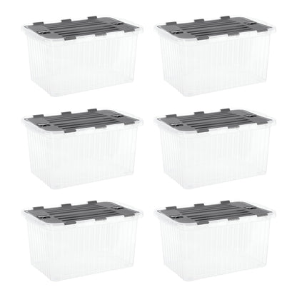 Superio Storage Bins with Lids- Clear Boxes for Organizing, Stackable Plastic Containers- BPA Free