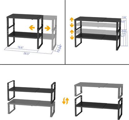 Expandable,Stackable Spice Rack,Seasoning Organizer and Storage,Spices Jar Racks for Cabinet,Countertop, Metal Pantry, Cupboard,Laundry Storages,Heavy Duty(1 Pack/Medium/Black)
