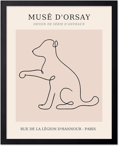 Poster Master Vintage Poster - Retro One Line Dog Drawing Print - Dog Art - Minimal Gift for Men, Women, Animal Lover - Abstract Wall Decor for Home, Office, Bedroom - 11x14 UNFRAMED Wall Art
