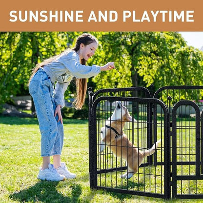 Metal Dog Playpen, 45" Inch Height 32 Panels, Ideal Dog Fence for Large/Medium/Small Dogs Indoor & Outdoor Bliss, Perfect Dog Pen for Camping, Yard and RV | Black-Silver