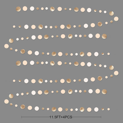 Champagne Gold Party Decorations Circle Dots Garland Gold Neutral Nude Neutral Cream Beige Boho Hanging Polka Dot Streamer for Bridal Shower Birthday Wedding Engagement Baby Shower Party Supplies