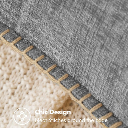 MIULEE Pack of 2 Couch Throw Pillow Covers 20x20 Inch Dark Gray Farmhouse Decorative Pillow Covers with Stitched Edge Soft Chenille Solid Dyed Spring Pillow Covers for Sofa Bed Living Room