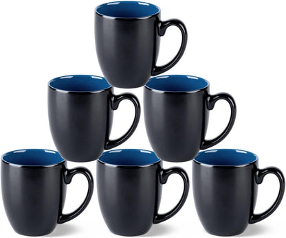 GBHOME 16oz Coffee Mugs Set of 6, Large Ceramic Coffee Mugs for Man, Woman, Dad, Mom, Modern Coffee Mugs Set with handle for Tea/Latte/Cappuccino/Milk/Cocoa. Dishwasher&Microwave Safe,Blue