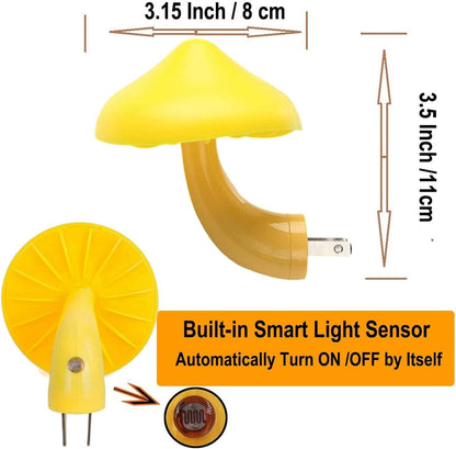 AUSAYE 5 Pack Sensor LED Night Lights Plug in Lamp Mushroom Light for Adults Kids NightLight Bedroom,Bathroom,Toilet,Hallway,Stairs,Kitchen,Basement Warm Yellow
