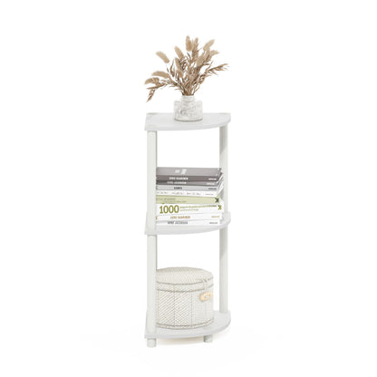 Furinno Turn-N-Tube Corner Shelf, 3-Tier Corner Bookshelf, Display Storage Shelves with Open