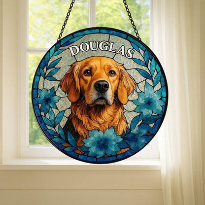 Custom Pet Glass Artwork Hanging, Personalized Dog or Portrait Window Ornament, Unique Memorial Keepsake Gift for Pet Lovers