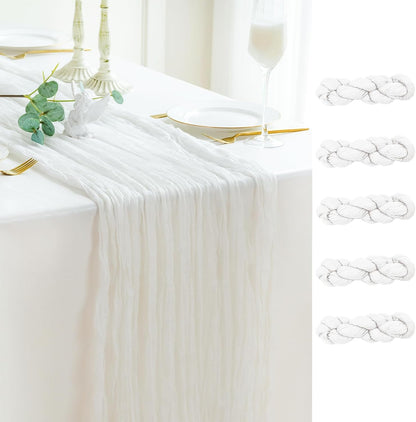 Sioloc Ivory White Cream Cheesecloth Table Runner Fall Autumn Decor for Home 10ft Table Cloth for Tea Wedding Birthday Party Baby Bridal Shower Halloween Thanksgiving