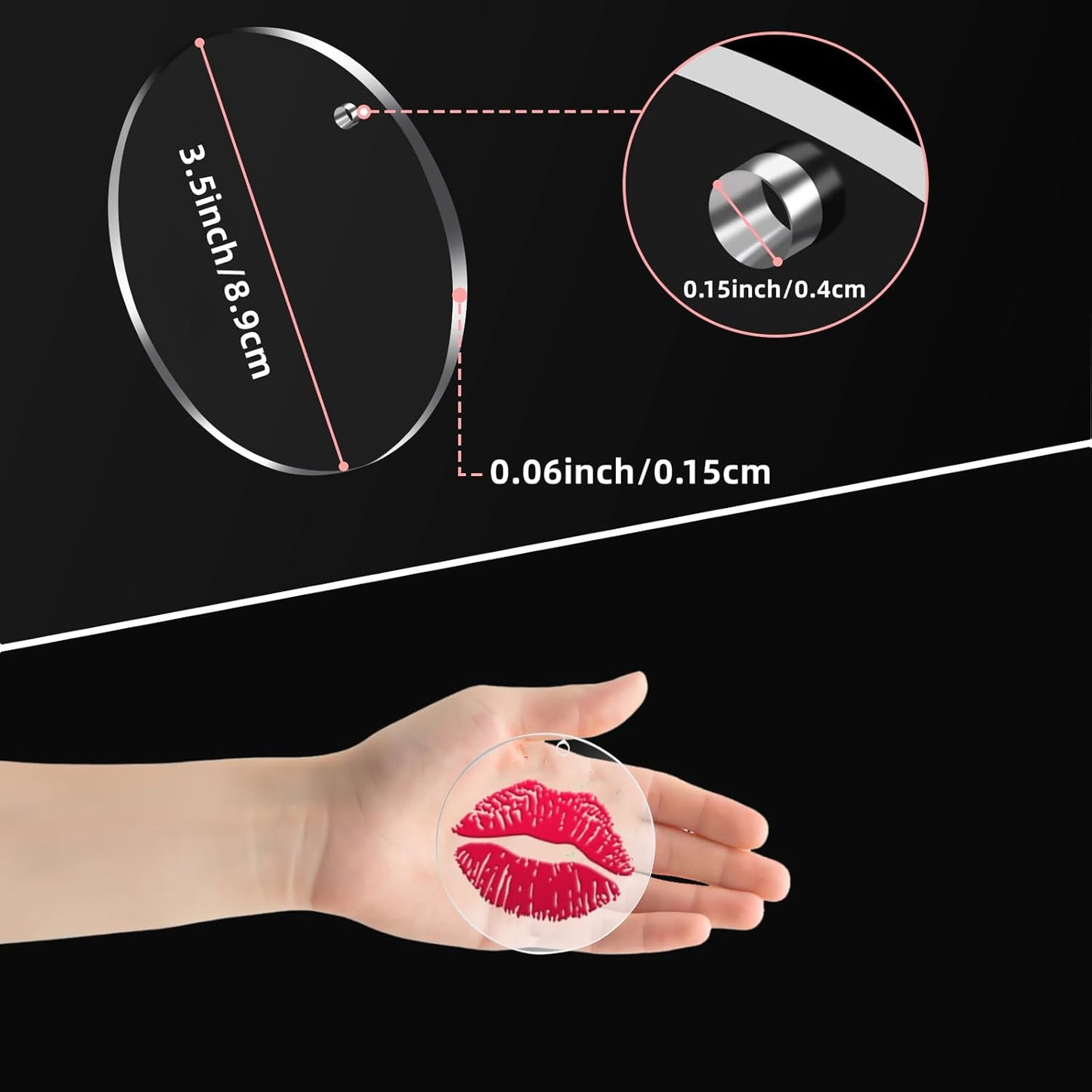 Acrylic Clear Ornament Circle Blanks 50 Pieces 1/16" Thick 3.5"/89 mm Transparent Round Acrylic Disc for DIY Crafts with Christmas Tags